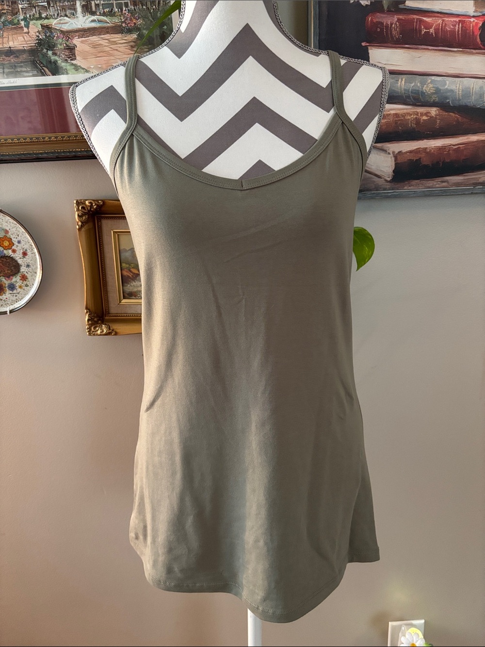 BKE Olive Green Strappy Scoop Neck Camisole